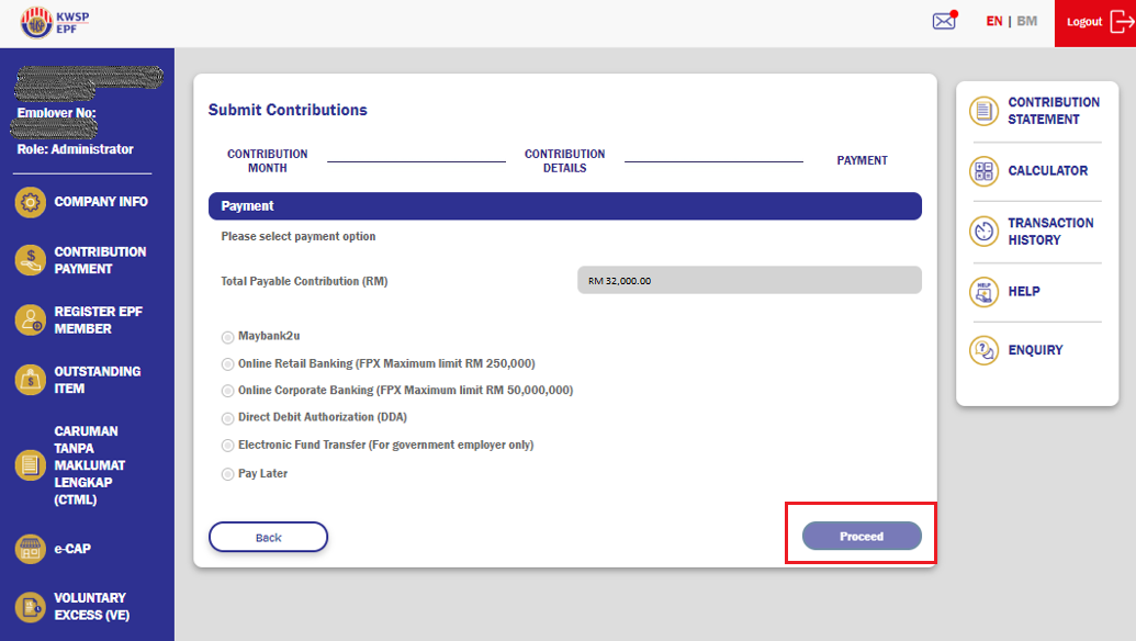 how to pay epf online