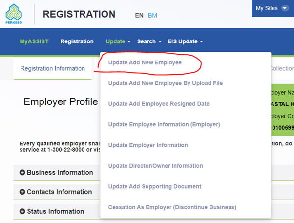 How to add a new employee in Assist Perkeso Portal?