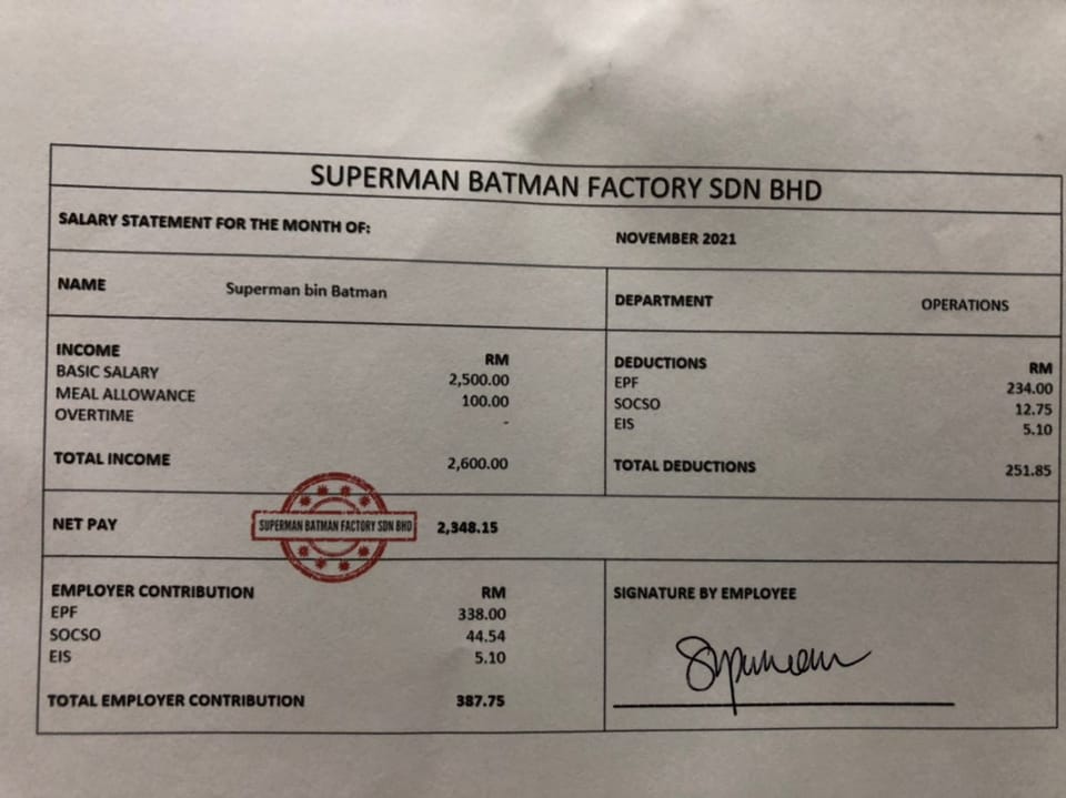 工资单 Payslip: 它的重要性与应该怎么样准备符合规格的工资单